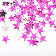 JUNAO 10 мм Стразы в виде звезд розового цвета с кристаллами, аппликация с плоской задней стороной, акриловые камни, сделай сам, Кристальные наклейки для лица, украшение для ногтей 2024 - купить недорого