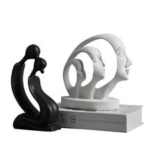 Escultura de personagem preto e branco, nórdico, abstrato, acessórios de decoração para casa, sala de estar, armário de tv, decoração, estatueta, presente 2024 - compre barato