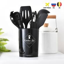 Juego de utensilios de silicona para cocina, utensilios resistentes a la temperatura, con caja de almacenamiento, tensores, espátula, cuchara 2024 - compra barato