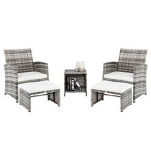 5Pcs Patio Furniture Set Include 2 Chairs 2 Footstools 1 Coffee Table High Quality PE Rattan&Iron Frame Gray Gradient[US-Stock] 2023 - buy cheap