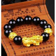 Feng Shui Obsidian Stone Beads Bracelet Men Women Unisex Wristband Black Pixiu Brave Troops Wealth and Good Luck Women Bracelet 2024 - buy cheap