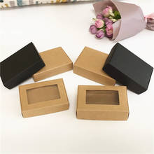 Caja plegable de papel negro/Kraft, embalaje de jabón hecho a mano, caja de papel de embalaje de regalo, Cajas de Navidad 2024 - compra barato