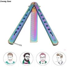 Butterfly Knife Comb Foldable Comb Stainless Steel Practice Training Beard & Moustache Brushes Hairdressing Styling Tool 2024 - buy cheap