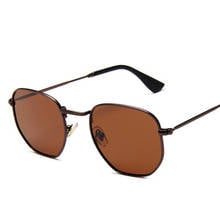 Novo retro clássico pequeno polígono polarizado óculos de sol dos homens marca designer óculos de sol feminino vintage metal frame eyewear uv400 2024 - compre barato