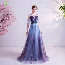 SSYFashion New Banquet Elegant Blue Purple Gradient Evening Dress Lace Flower Sequins Beading Long Formal Gown Vestido De Noche 2024 - buy cheap