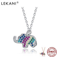 LEKANI 925 Sterling Silver Elephant Necklaces For Women Colorful Cubic Zirconia Animal Pendant Necklaces Female Fine Jewelry 2024 - buy cheap
