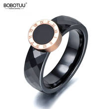 Anillos con números romanos bobobotuu, joyería para mujer, anillos de boda de cerámica de acero y titanio de Color rosa dorado para mujer, Anneaux BR17159 2024 - compra barato