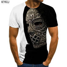 Мужская футболка в стиле панк-рок, летняя модная футболка с 3d принтом черепа, хип-хоп 2024 - купить недорого