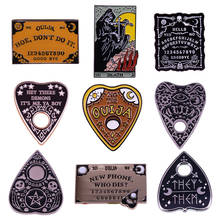 Ouija placa de esmalte pino de adivinhação conjunto de broche the death badge presente joias misteriosas 2024 - compre barato