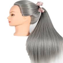 CAMMITEVER Grey Hair Heads Woman Mannequin Head Hairdress Doll Gray Hair Hair Hairdressing Mannequins Female Hairdress Practice 2024 - buy cheap