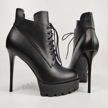 LAIGZEM Top Quality Women Ankle Platform Boot Genuine Leather Stiletto Heels Zip  Boots Frauen Stiefe Shoes Woman Size 40 42 2024 - buy cheap