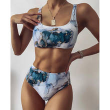 Biquíni feminino de cintura alta estampado, novidade, sexy, traje de banho brasileiro, moda praia, verão, 2021 2024 - compre barato