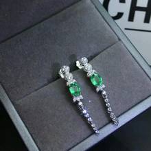 SHILOVEM 925 sterling silver Natural Emerald stud earrings classic fine Jewelry  women wedding wholesale 4*5mm  jce0405282agml 2024 - buy cheap