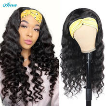 Ama Loose Deep Wave Headband Wig Human Hair Wigs For Black Women Brazilian Scarf Wig No Gel Glueless Remy Human Hair Wigs 180% 2024 - buy cheap