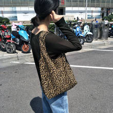 Bolsos de hombro de lona con estampado de leopardo para mujer, bolsos de compras de tela, reutilizables, Eco 2024 - compra barato