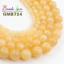 Natural Stone Yellow Jades Round Loose Spacer Beads for Needlework  4 6 8 10 12mm Diy Bracelet Necklace Jewelry Making 15 Inches 2024 - buy cheap