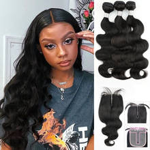 Body Wave Hair Weave Bundles With HD Closure Brazilian Human Hair Bundles With T Part Lace Closure Remy Human Hair Extension 2024 - buy cheap
