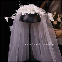 Hada-velo de flores para boda elegante, Retro, romántico, de estilo francés vestido de boda, accesorios de estudio fotográfico, peluca de celestia ludenberg 2024 - compra barato