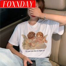 New Harajuku Angel Funny T Shirt Women Ullzang 90s Korean Style T-shirt Aesthetic Kawaii Graphic Tshirt Fashion Top Tees Female 2024 - купить недорого