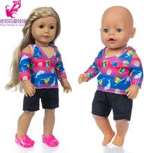 17 inch Baby Doll Rainbow color summer Beach Shirt 18 Inch American Og Girl Doll Clothes Outfits 2024 - buy cheap