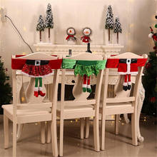 Decorações de natal não tecido cadeira conjunto de fezes cadeira capa bonito papai noel calças cadeiras roupas cozinhas hotéis decoração 2024 - compre barato