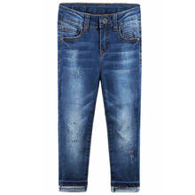 Chumhey/джинсы для девочек от 2 до 12 лет весенние хлопковые эластичные мягкие джинсовые брюки детские брюки одежда с цветочной вышивкой одежда для девочек 2024 - купить недорого
