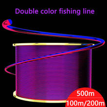 Línea de pesca de nailon de dos colores, hilo de fluorocarbono de 100/200/500m, monofilamento, línea principal, hilo invisible grande 2024 - compra barato