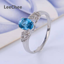 Кольцо Leechee из натурального лондонского голубого топаза 5*7 мм, модные ювелирные украшения, Подарок на годовщину, Настоящее серебро 925 пробы 2024 - купить недорого