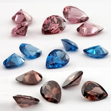 2x3~10x12mm 5A NewBlue Coffee and Rhodolite Color Synthetic Pear Shape Cubic Zirconia Stone 2024 - buy cheap