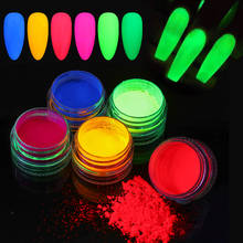 Pó de pigmento de unha fluorescente em neon, 6 peças, degradê, glitter, verão, pó brilhante, ombré, decoração faça você mesmo, arte de unha 2024 - compre barato