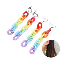 1Pair Colorful  Candy Color Acrylic Long Chain Statement Earrings Rainbow Geometric Cool Earrings For Woman Party Jewelry 2024 - buy cheap