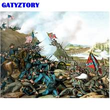 GATYZTORY-Kit de pintura por números para adultos, paisaje de guerra, imagen al óleo por número, 40x50cm, marco sobre lienzo, decoración del hogar, obra de arte 2024 - compra barato