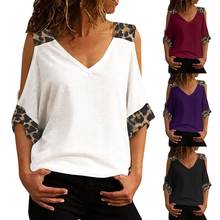 Sexy Off The Shoulder V Neck Patchwork Blouse Tops Summer Women Short Sleeve Loose Blouse Shirt Casual Blusas Plus Size 5XL 2024 - buy cheap