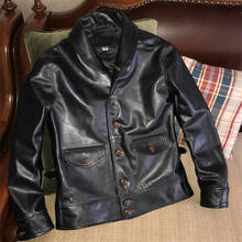 98099 Read Description! Asian Size Men's Genuine Coat Motorcycle Slim Vintage Leather Cossack Jacket 2024 - buy cheap