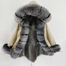 2020 Long Parka Women Natural Fox Fur Collar Hood Real Rabbit Fur Liner Thick Warm Real Fur Coat Streetwear Brand Winter Jacket 2024 - buy cheap