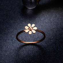 New Fashion Camellia Wedding Ring Flower Couples Small Tail Ring Pair Daisy Rose Gold Silver Color Titanium Steel Ring 2024 - buy cheap