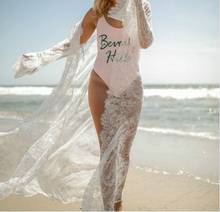 Vestido largo de encaje transparente para mujer, caftán largo, para playa, verano, vacaciones, 2019 2024 - compra barato