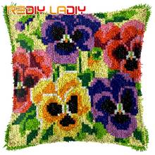 Latch Hook Butterfly Flowers Cushion Front Pre-Printed Canvas DIY Yarn Crochet Crafts Pillow Case 43x43cm Sofa Bed Cushion Cover 2024 - buy cheap