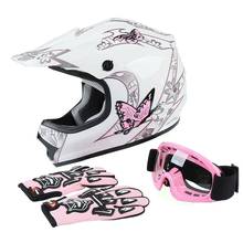 Tcmt-luvas de capacete para motociclistas e crianças, proteção completa dos olhos, kit de bike off-road, atv, rosa, vermelho e preto 2024 - compre barato