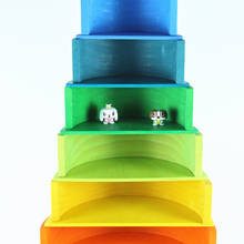 Quebra-cabeças de madeira do arco-íris montessori, brinquedos educacionais para crianças pequenas, 11 peças 2024 - compre barato