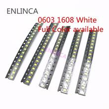 Chip LED SMD 100 0603 2-3V, diodo emisor de luz SMT, azul, rojo, blanco, verde, amarillo, rosa, púrpura, 1608 Uds. 2024 - compra barato