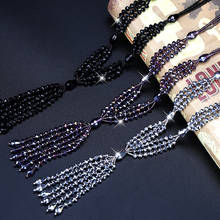 Summer New Boho Shiny Crystal Beads Long Necklace Women Kpop Simple Tassel Sweater Chain Fashion Joker Lady Neck Decoration 2024 - buy cheap