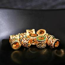 Espaçador cilíndrico de luxo 5 tamanhos com zircônia embutida em cobre cor dourada para pulseiras artesanais faça você mesmo acessórios para pulseiras 2020 2024 - compre barato