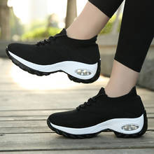 Women Running Shoes Thick Sole Platform Sneakers Women Wedge Shoes Lace-up Sock Sports Footwear Ladies Shoes New Sapato Feminino 2024 - buy cheap