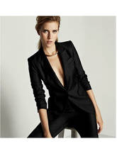 Ternos femininos com lapela alta preta, 2 pçs, calças, escritório, formal, trabalho, roupa, blazer, customizado 2024 - compre barato