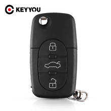 KEYYOU-Soporte de batería para coche, caja de llave de 3 botones para VW Volkswagen Golf Polo T5 Passat Skoda Beetle CR2032, con hoja sin cortar HU66 2024 - compra barato