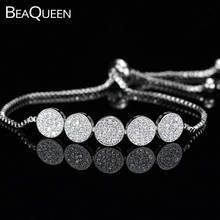 Beaqueen pulseira de pedra zircônia cúbica 5 redonda ajustável cor prata brilhante joias para mulheres b059 2024 - compre barato