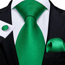 Solid Green Men Necktie 100% Silk Tie Handkerchief Cufflinks Business Wedding Party Accessories Gravatas Gift For Men DiBanGu 2024 - buy cheap