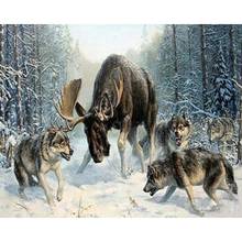 Wolves and Elk GATYZTORY 5D Diamond Painting Full Square DIY Home Decor Mosaic Rhinestone Picture Custom LOGO Canvas Wall Art 2024 - buy cheap