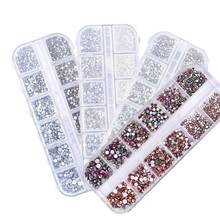 12 grades/caixa de cristal de unhas 6 tamanhos (ss4, ss6, ss8, ss10, ss12, ss16) cristal ab strass flat-back gemas 1440 pcs arte do prego decoração de cristal 2024 - compre barato